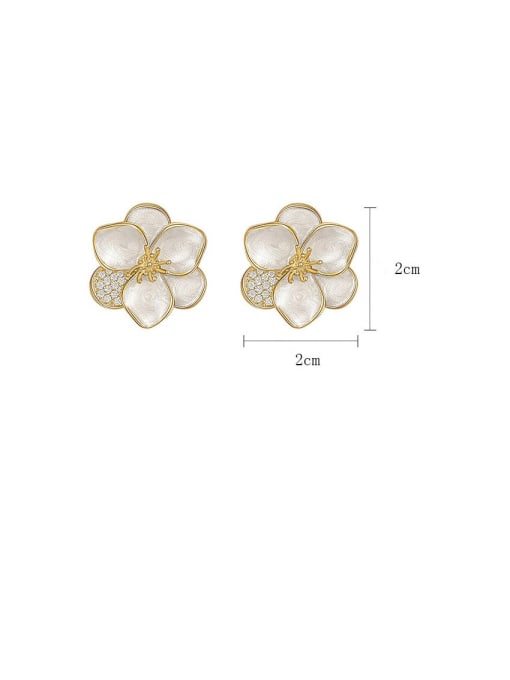 Gold ED65,109 Brass Enamel Flower Dainty Stud Earring