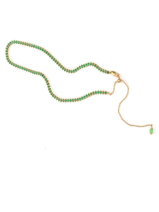 Zircon Necklace (adjustable) Brass Cubic Zirconia Geometric Hip Hop Necklace