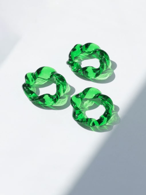 Five Color Hand Green Glass  Twist  Geometric Trend Band Ring 3