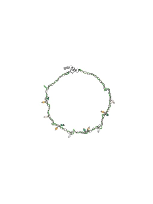Emerald Necklace Titanium Steel Natural Stone Tassel Trend Necklace