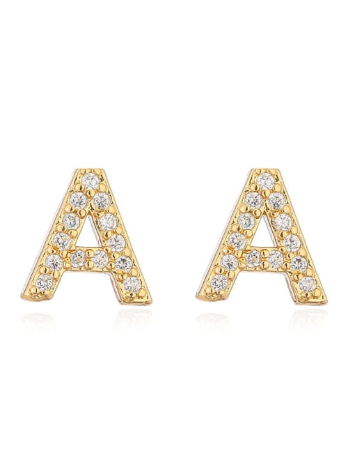 AOG Brass Cubic Zirconia Letter Minimalist Stud Earring 4