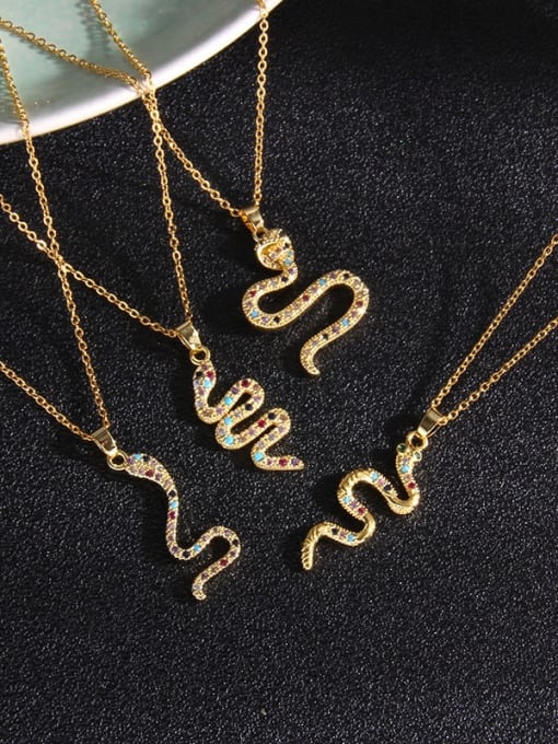 AOG Copper Cubic Zirconia Snake Trend Necklace 3