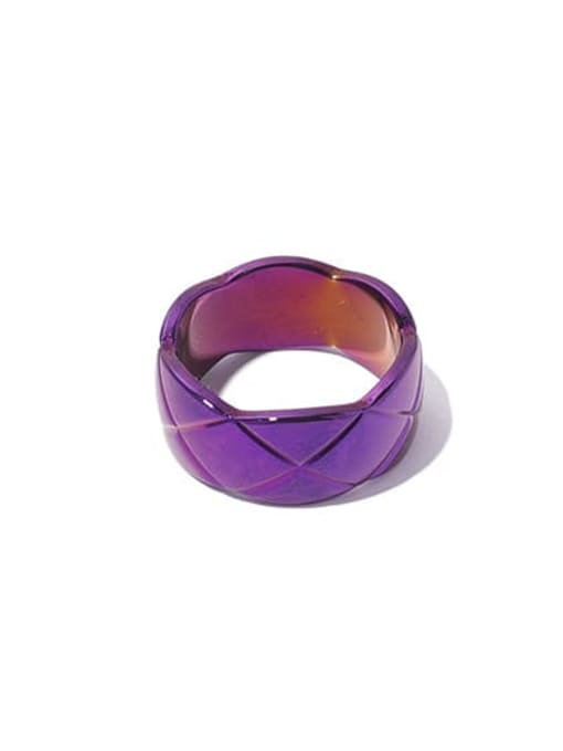 (wide)  purple ring Titanium Steel Enamel Geometric Minimalist Band Ring