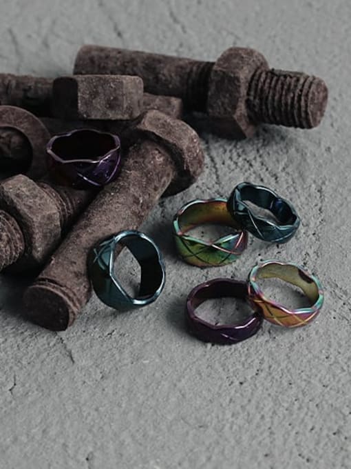 TINGS Titanium Steel Geometric Minimalist Band Ring 2