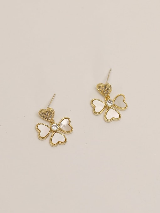 HYACINTH Brass Shell Flower Minimalist Stud Trend Korean Fashion Earring 3