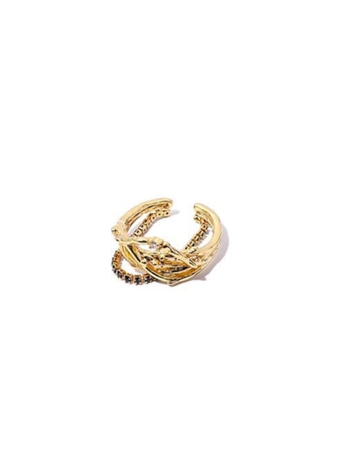 ACCA Brass Imitation Pearl Irregular Minimalist Stackable Ring 0