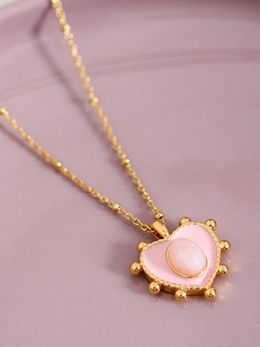 Five Color Brass Enamel Heart Cute Necklace 2