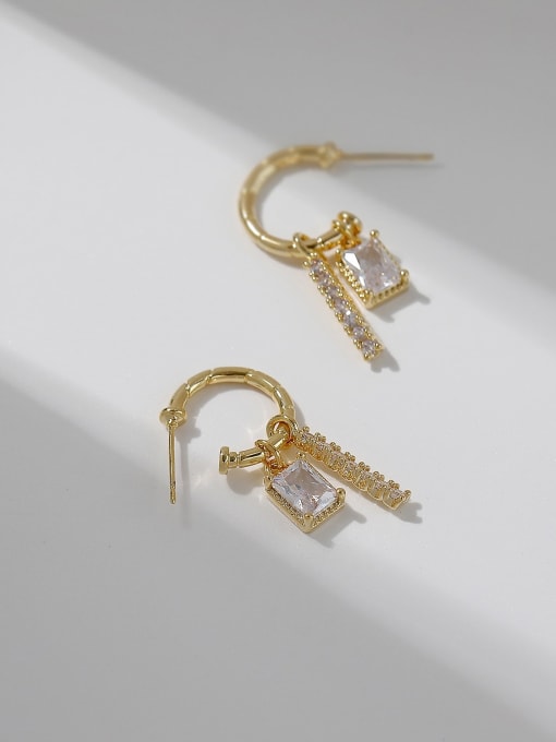 HYACINTH Brass Cubic Zirconia Geometric Vintage Drop Trend Korean Fashion Earring 2