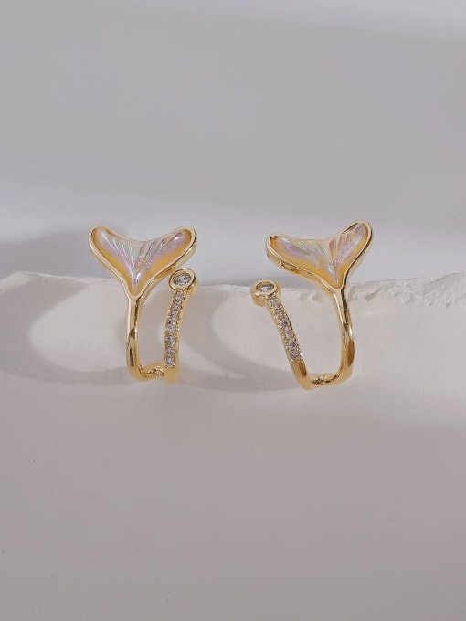 14k gold Brass Shell Fish Tial Minimalist Clip Earring