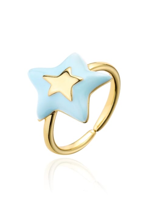 11935 Brass Enamel Star Minimalist Band Ring