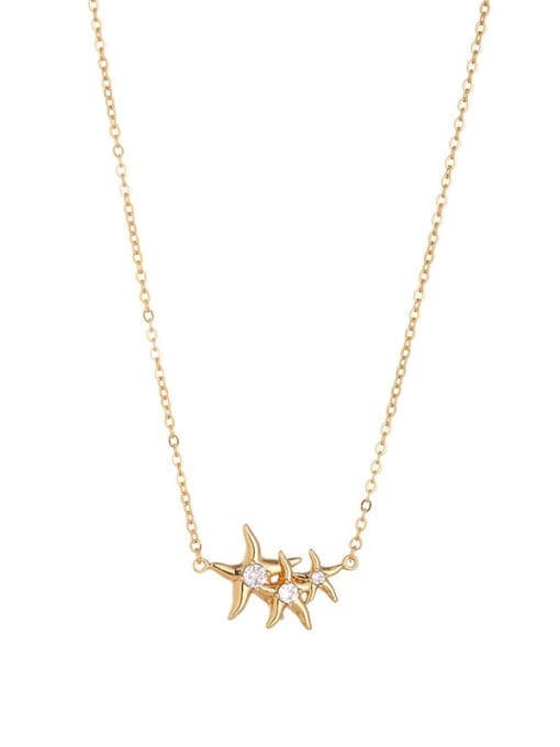 Three Starfish Style Brass Cubic Zirconia Star Minimalist Necklace