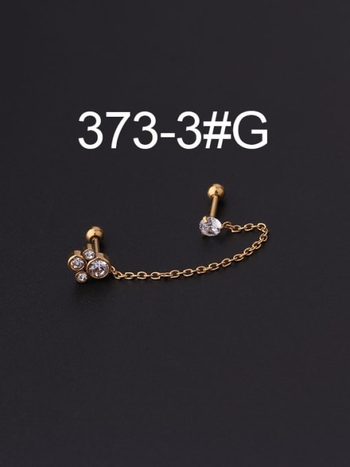 3  Gold Stainless steel Cubic Zirconia Ball Vintage Threader Earring(Single Only One)