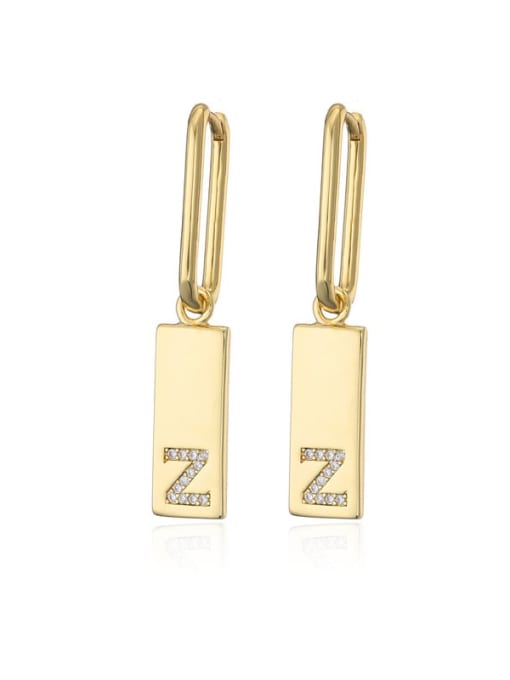 Z Brass Cubic Zirconia Letter Vintage Huggie Earring