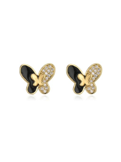 AOG Brass Shell Butterfly Vintage Stud Earring 2