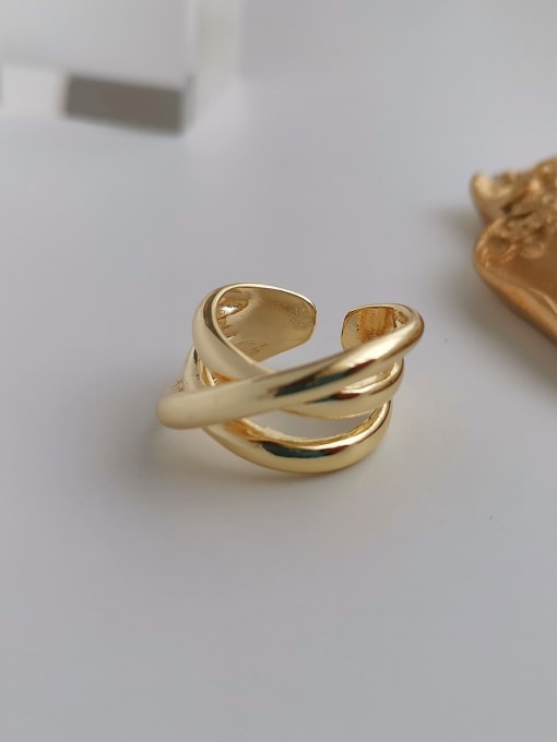 HYACINTH Copper Smooth Cross Minimalist Free Size Band Fashion Ring