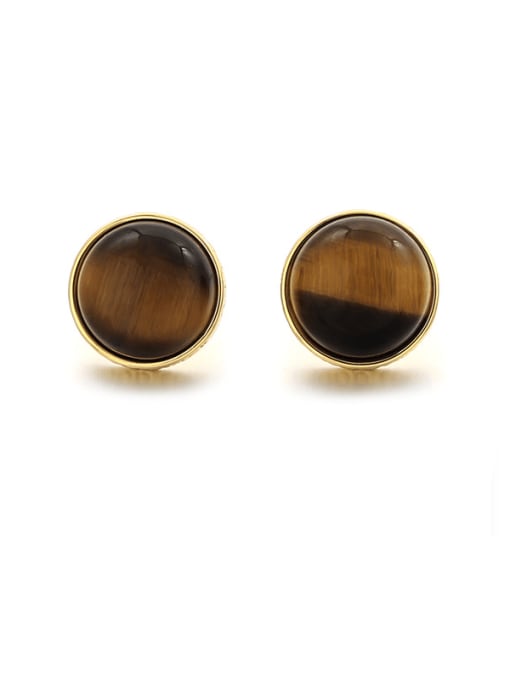 Gold (waiting for delivery) Brass Tiger Eye Geometric Vintage Stud Earring