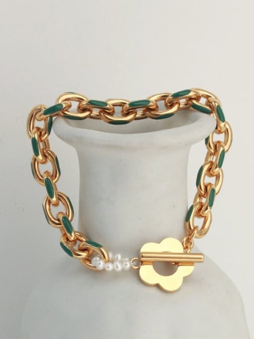 ACCA Brass Enamel Geometric Chain Hip Hop Link Bracelet 1