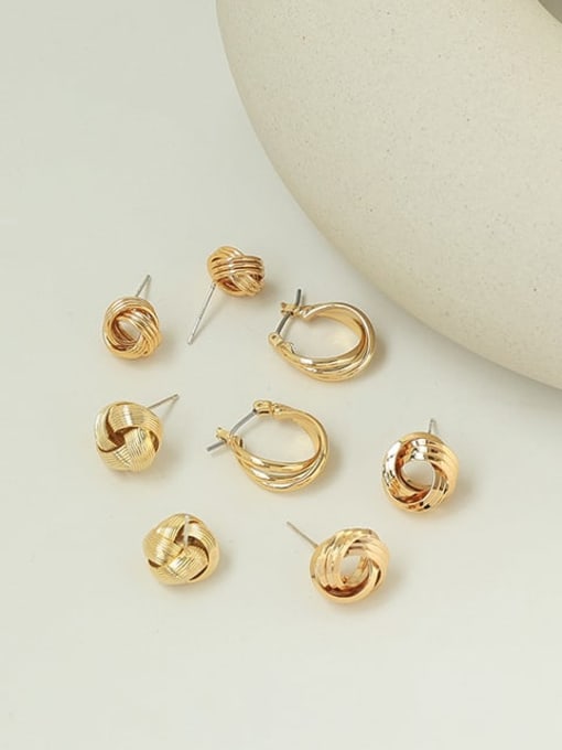 Five Color Brass Hollow Geometric Vintage Stud Earring 0