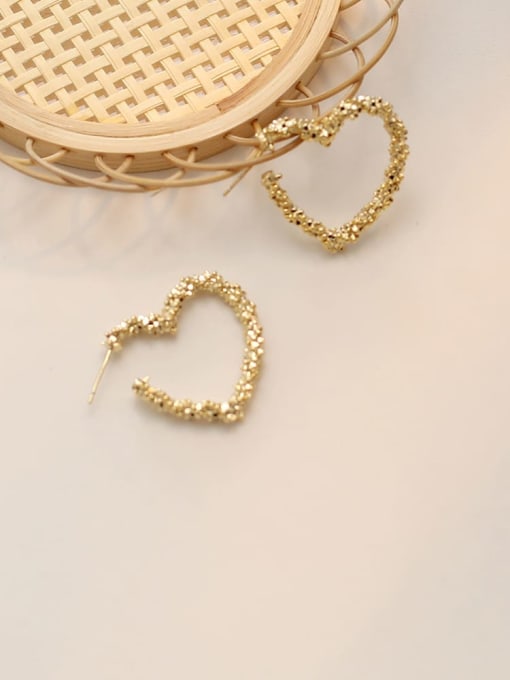 14K gold Copper Hollow Heart Minimalist Stud Trend Korean Fashion Earring