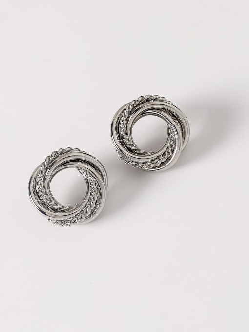 white k Brass Cubic Zirconia Geometric Vintage Hoop Trend Korean Fashion Earring