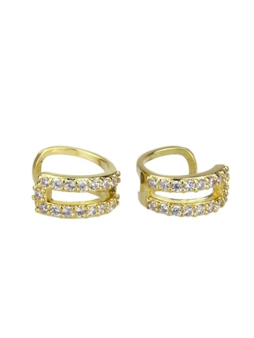 gold-plated Brass Cubic Zirconia Round Dainty Clip Earring