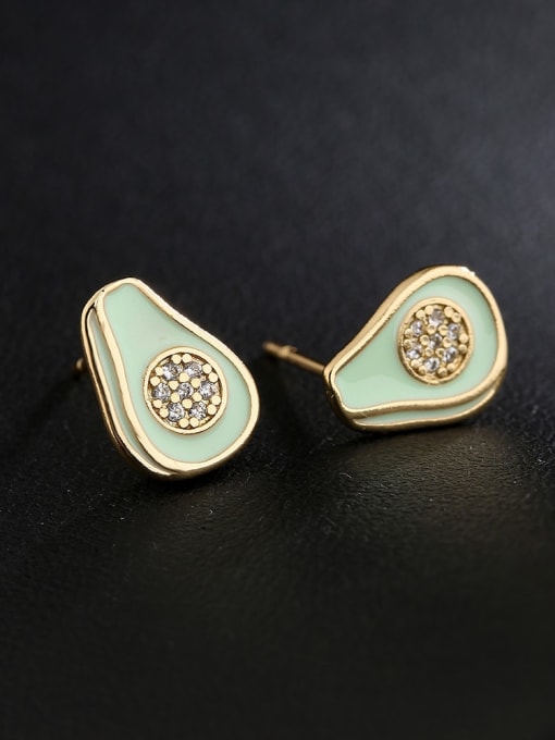 AOG Brass Cubic Zirconia Enamel Geometric Vintage Stud Earring 1