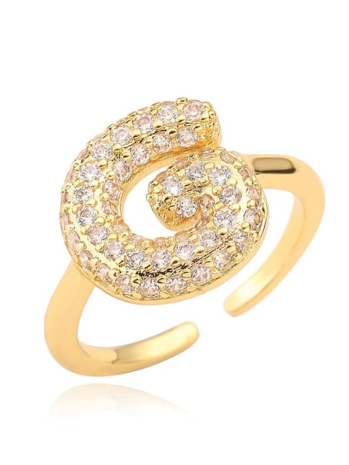 G Brass Cubic Zirconia Letter Minimalist Band Ring