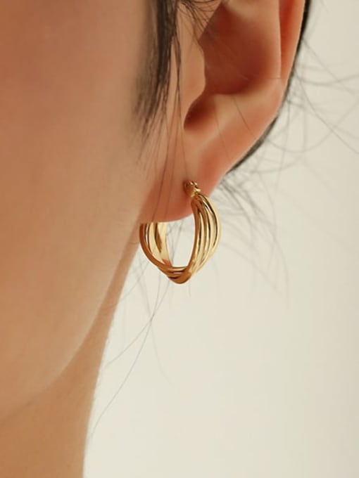 Five Color Brass Hollow Geometric Vintage Stud Earring 1