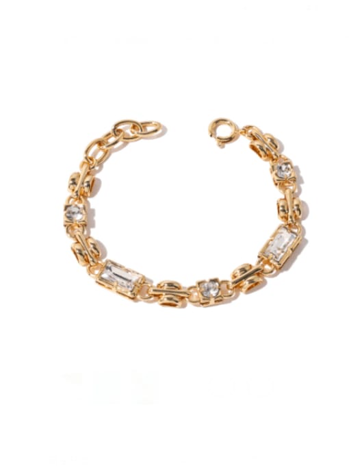 Bracelet Brass Cubic Zirconia Geometric Vintage Link Bracelet