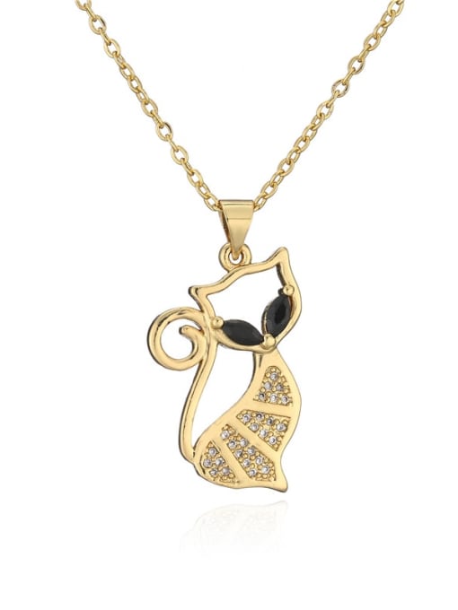 AOG Brass Cubic Zirconia  Cute Wolf Pendant Necklace 0