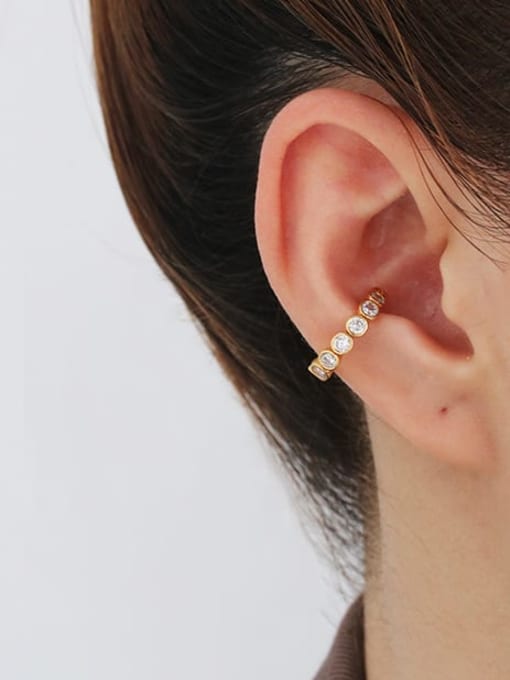 TINGS Brass Rhinestone Geometric Minimalist Clip Earring(Single) 1