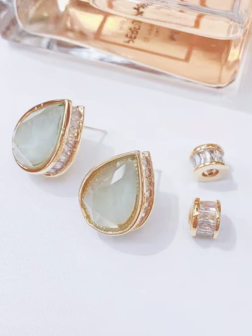 OUOU Brass Cubic Zirconia Water Drop Luxury Stud Earring 1