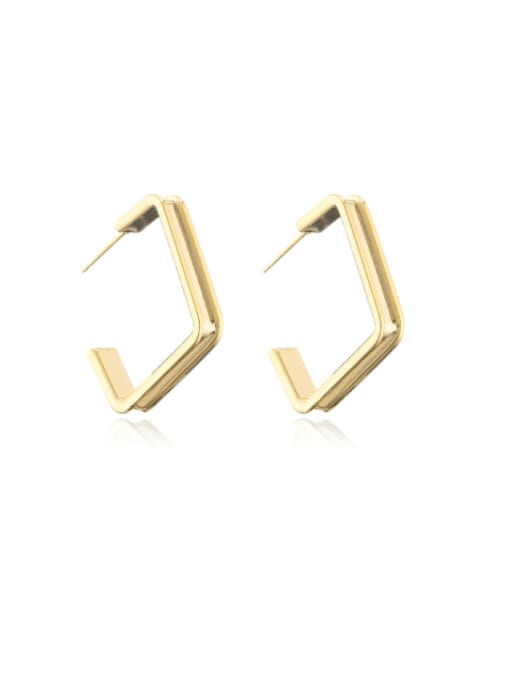 41770 Brass Geometric Minimalist Huggie Earring