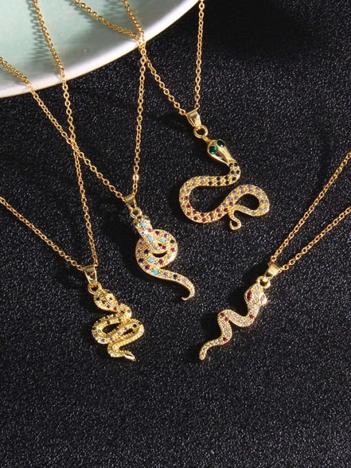AOG Copper Cubic Zirconia Snake Trend Necklace 2