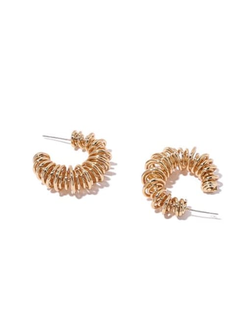 golden Brass Hollow  Geometric Minimalist Stud Earring