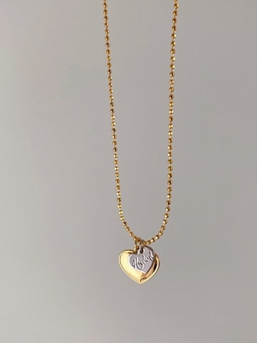 Gold XL00234 Brass Heart Trend Necklace