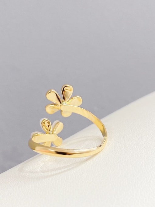 YOUH Brass Cubic Zirconia Flower Dainty Band Ring 2