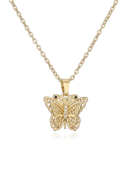 24426 Brass Hollow Butterfly Minimalist Necklace