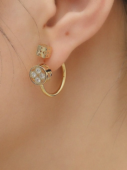 HYACINTH Brass Cubic Zirconia Geometric Vintage Hook Trend Korean Fashion Earring 2