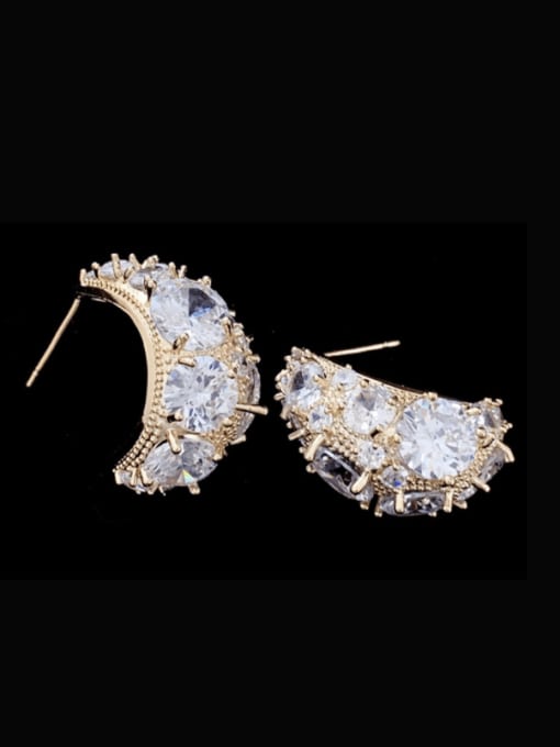 SUUTO Brass Cubic Zirconia Irregular Luxury Cluster Earring