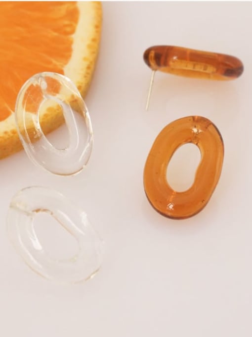 Five Color Hand Glass  Minimalist Oval  Earring 1
