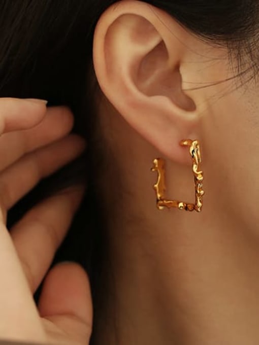 ACCA Brass Square Minimalist Stud Earring 1