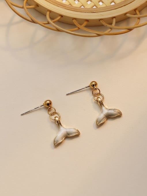 14K  gold short Copper Imitation Pearl Geometric Cute Drop Trend Korean Fashion Earring