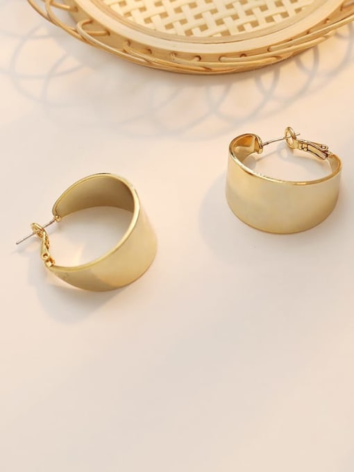 14K gold Copper Smooth Irregular Minimalist Stud Trend Korean Fashion Earring