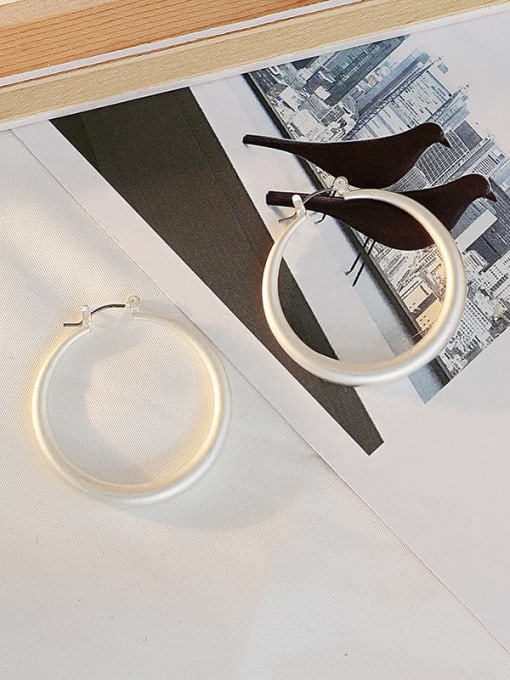 Dumb silver trumpet Copper Round Minimalist Hoop Trend Korean Fashion Earring