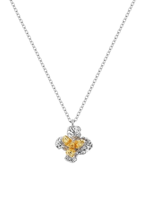 TINGS Brass Cubic Zirconia Flower Hip Hop Necklace 0