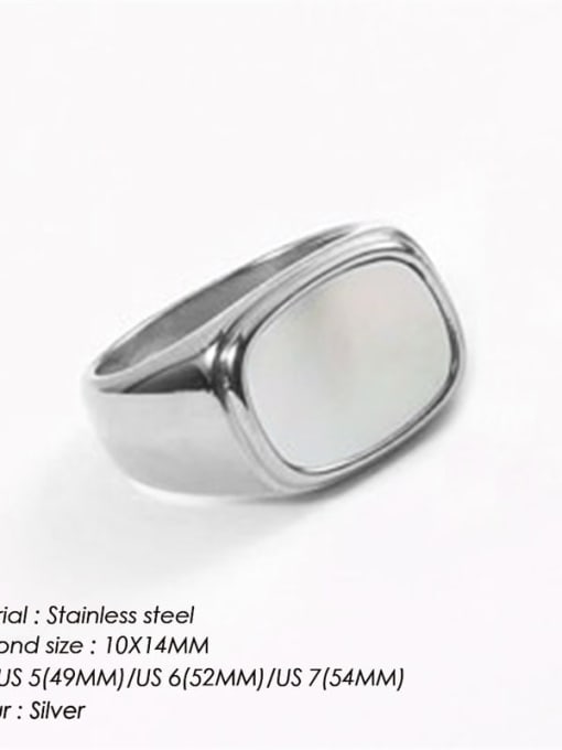 Steel white US5 49mm Stainless steel Acrylic Geometric Vintage Band Ring