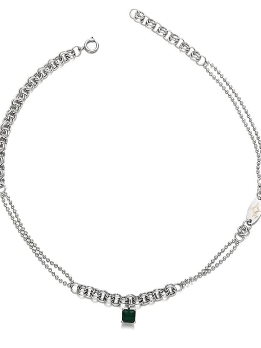 Zircon necklace Titanium Steel Cubic Zirconia Green Geometric Trend Multi Strand Necklace