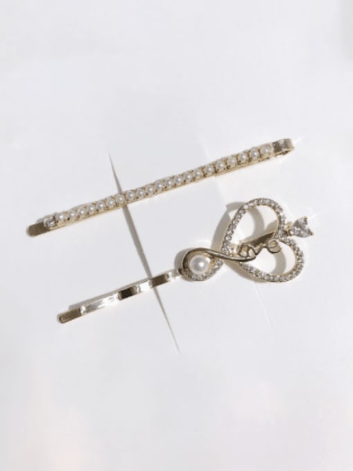 love clip Brass Trend   Imitation Pearl Heart Hair Pin
