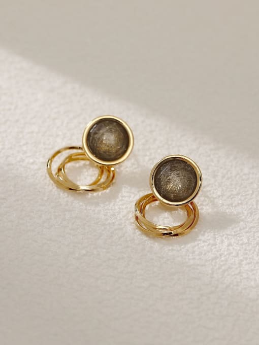 14k Gold Brass Geometric Vintage Drop Earring